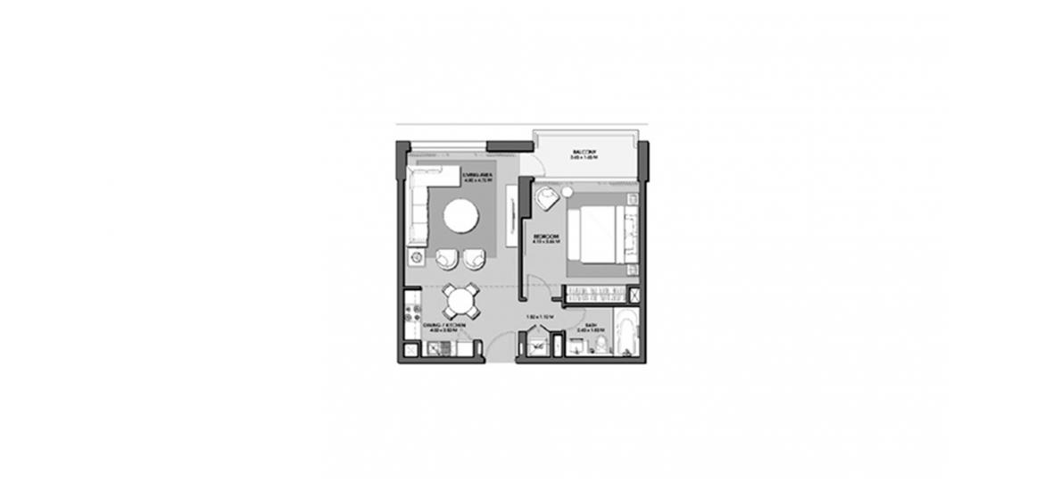 Планировка «PARK POINT 1BR 64SQM» 1 спальня в ЖК PARK POINT