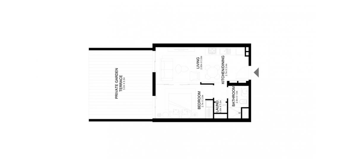 Планировка «GOLFVILLE 1BR 73SQM» 1 спальня в ЖК GOLFVILLE