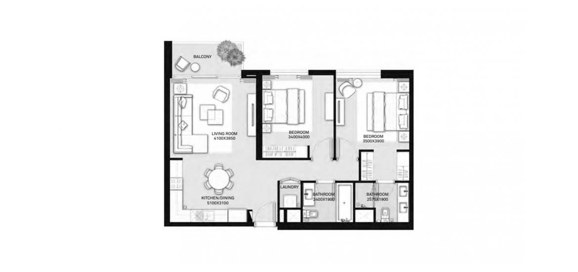 Floor plan «B», 2 bedrooms in PARK HEIGHTS II