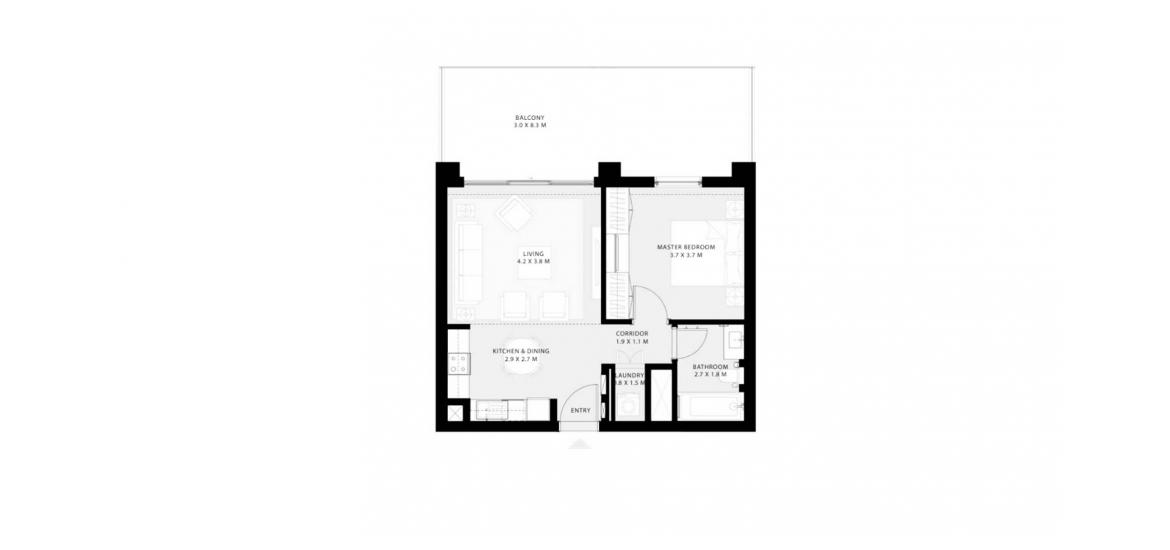 Floor plan «79SQM», 1 bedroom in PARK FIELD
