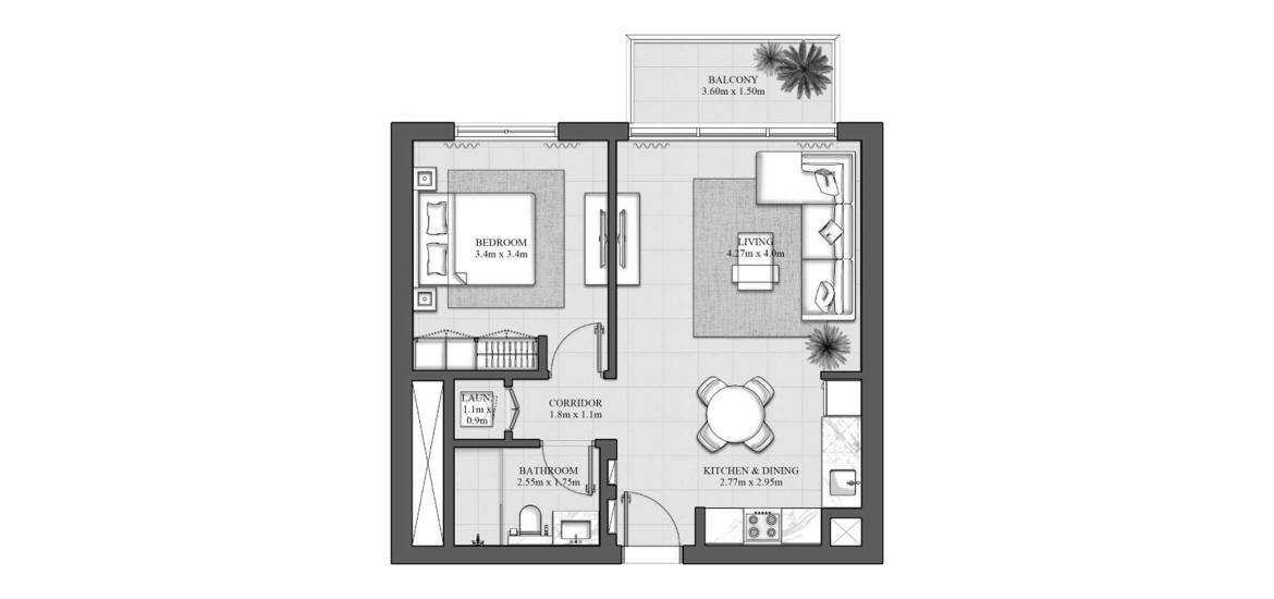 Floor plan «63SQM 2A», 1 bedroom in HILLS PARK