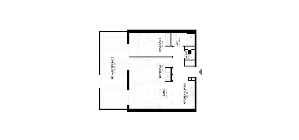 Floor plan «GOLFVILLE 2BR 93SQM», 2 bedrooms in GOLFVILLE