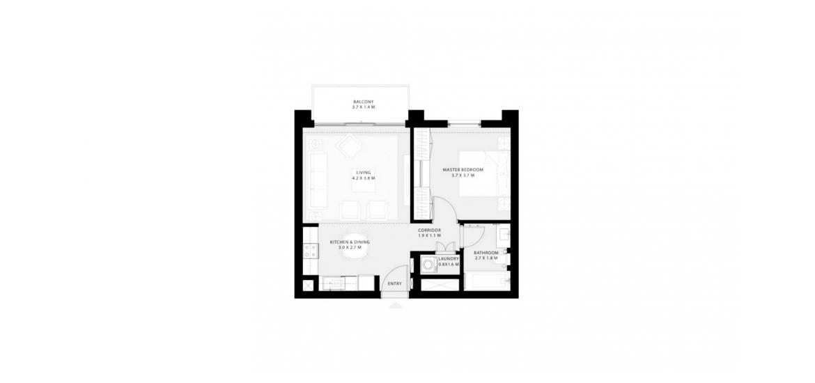 Floor plan «60SQM», 1 bedroom in PARK FIELD