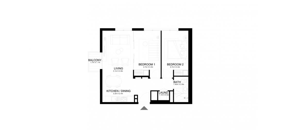Floor plan «GOLFVILLE 2BR 69SQM», 2 bedrooms in GOLFVILLE
