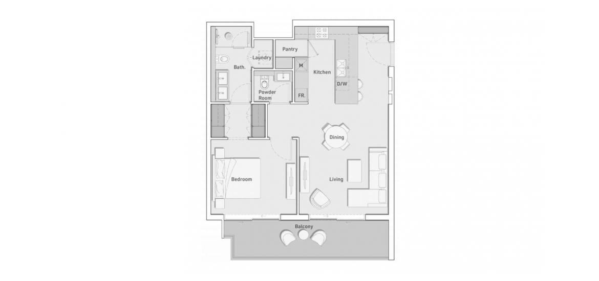 Floor plan «A», 1 bedroom in ELLINGTON HOUSE