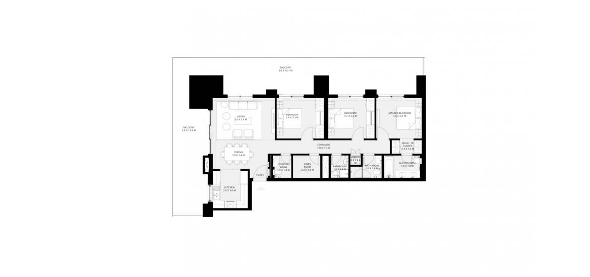 Floor plan «204SQM», 3 bedrooms in PARK FIELD