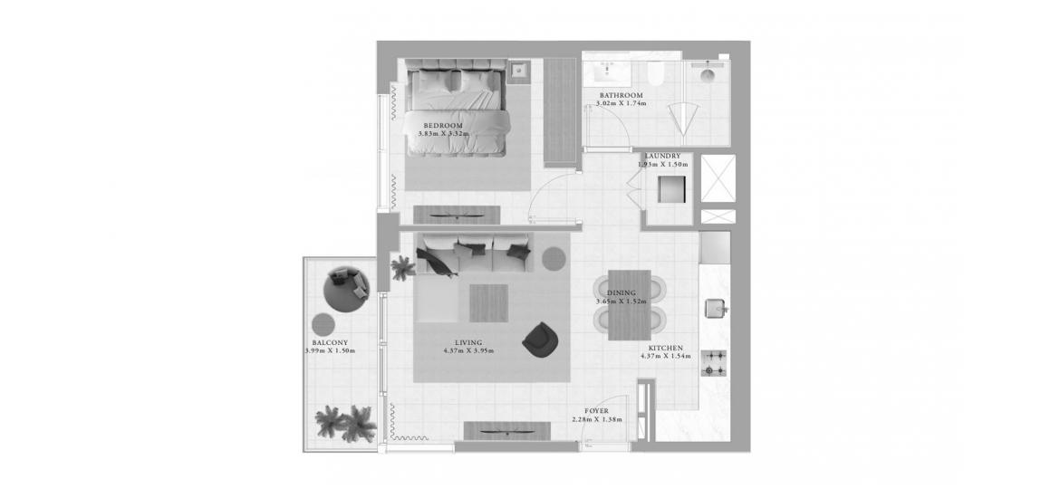 Floor plan «CLUB DRIVE ONE-BEDROOM-TYPE-2-67M», 1 bedroom in CLUB DRIVE